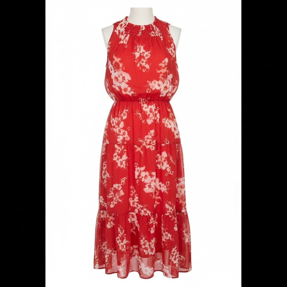 Simply Vera Vera Wang Red Floral Tiered Maxi Dress